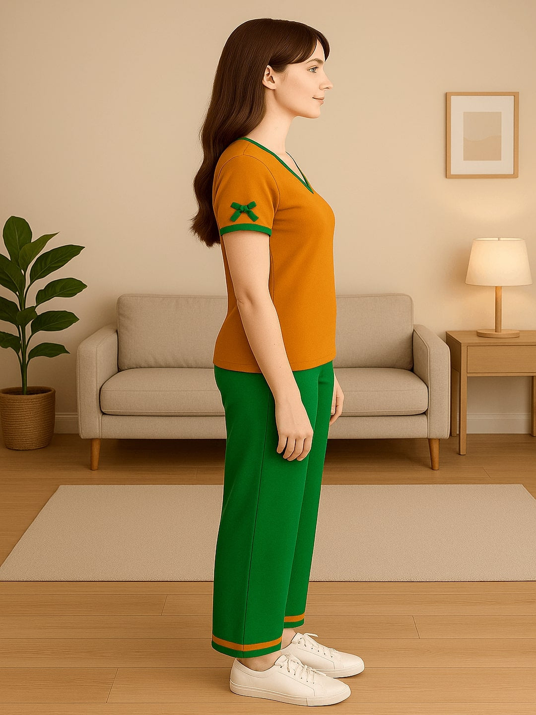 Women V-Neck Pure Cotton Night suit