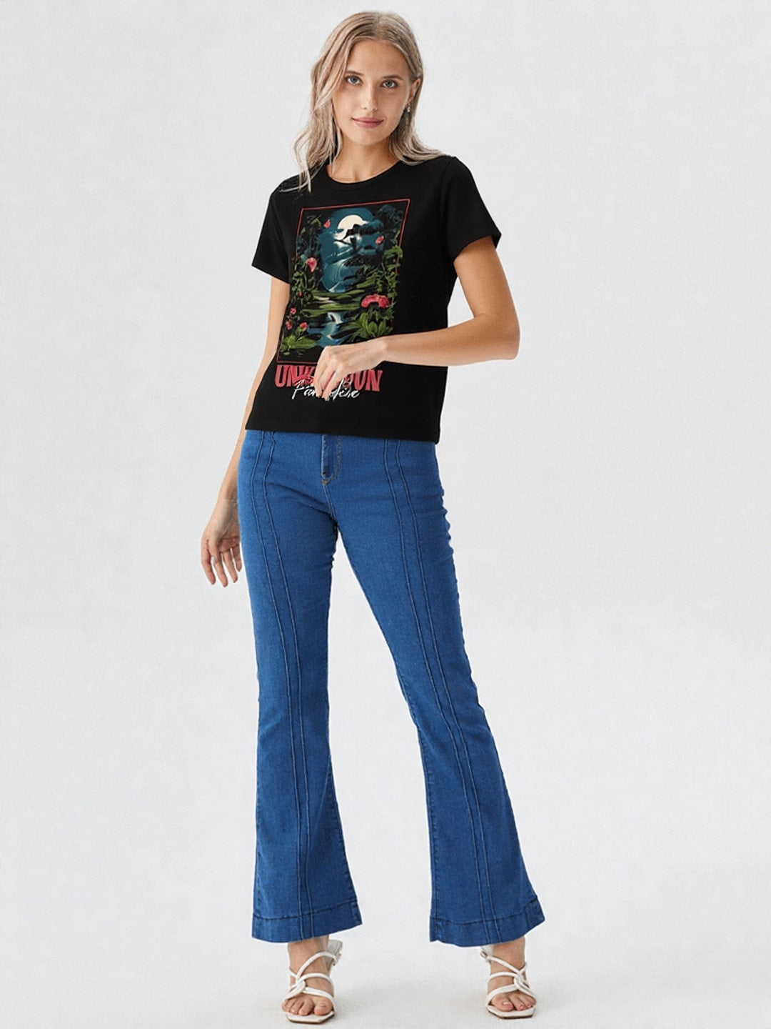 Women Graphic Printed Round Neck Cotton T-shirt