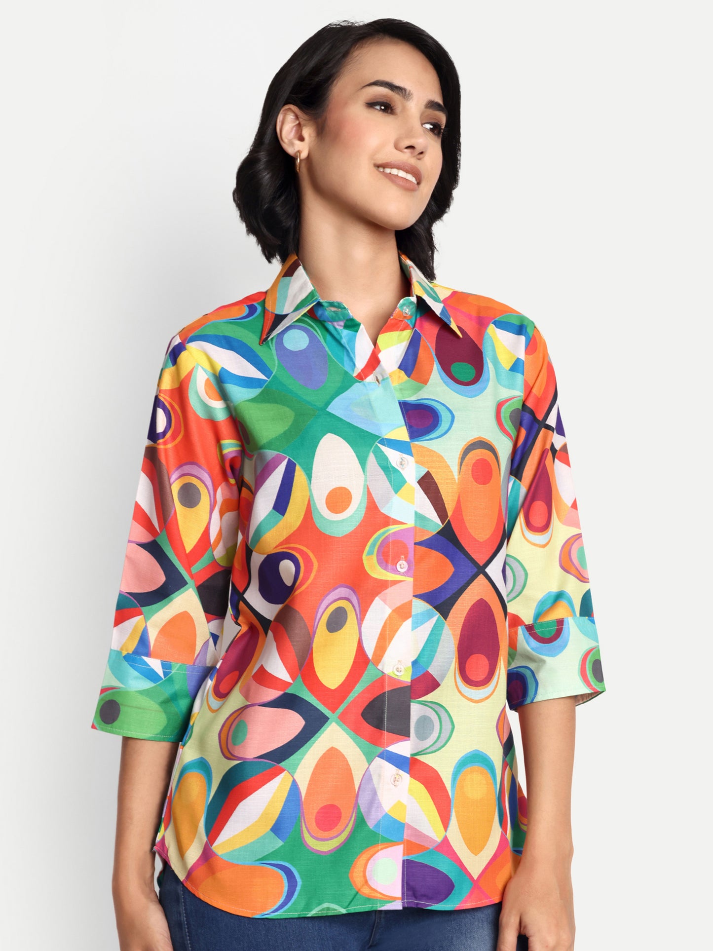 GAB Women Classic  Abstract Printed Casual Shirt