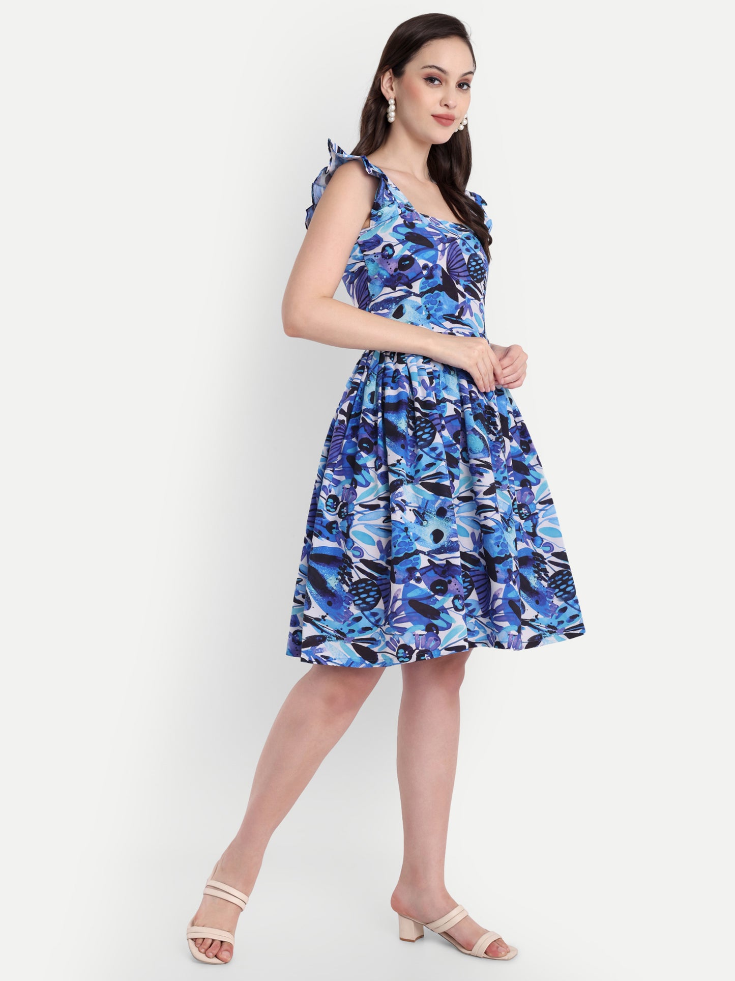 GAB Floral Printed Gathered Dress