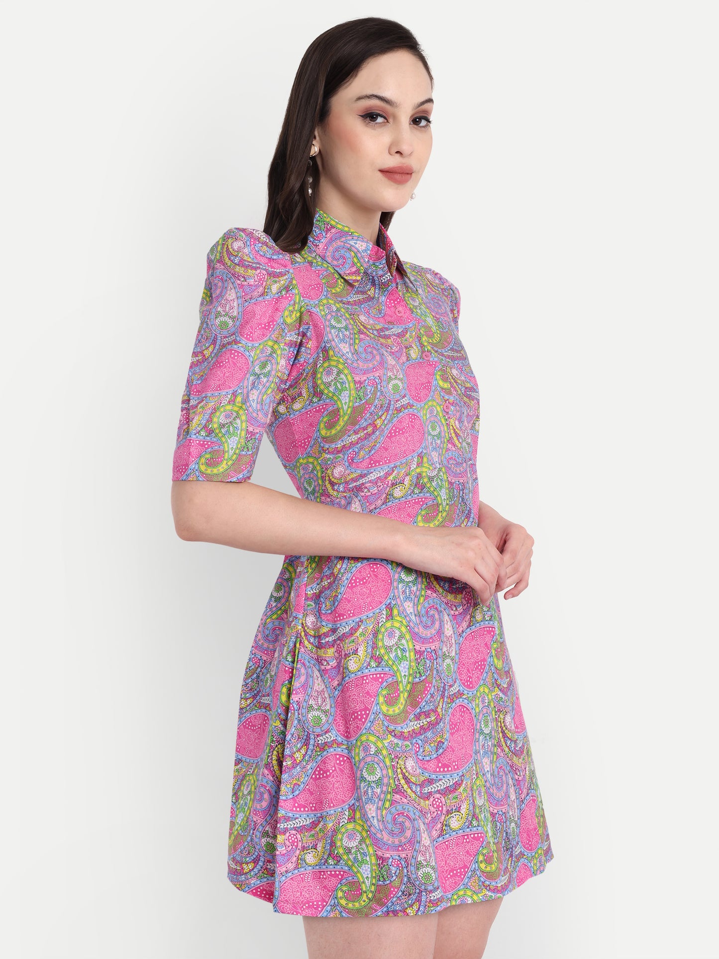 GAB Floral Print Shirt Mini Dress
