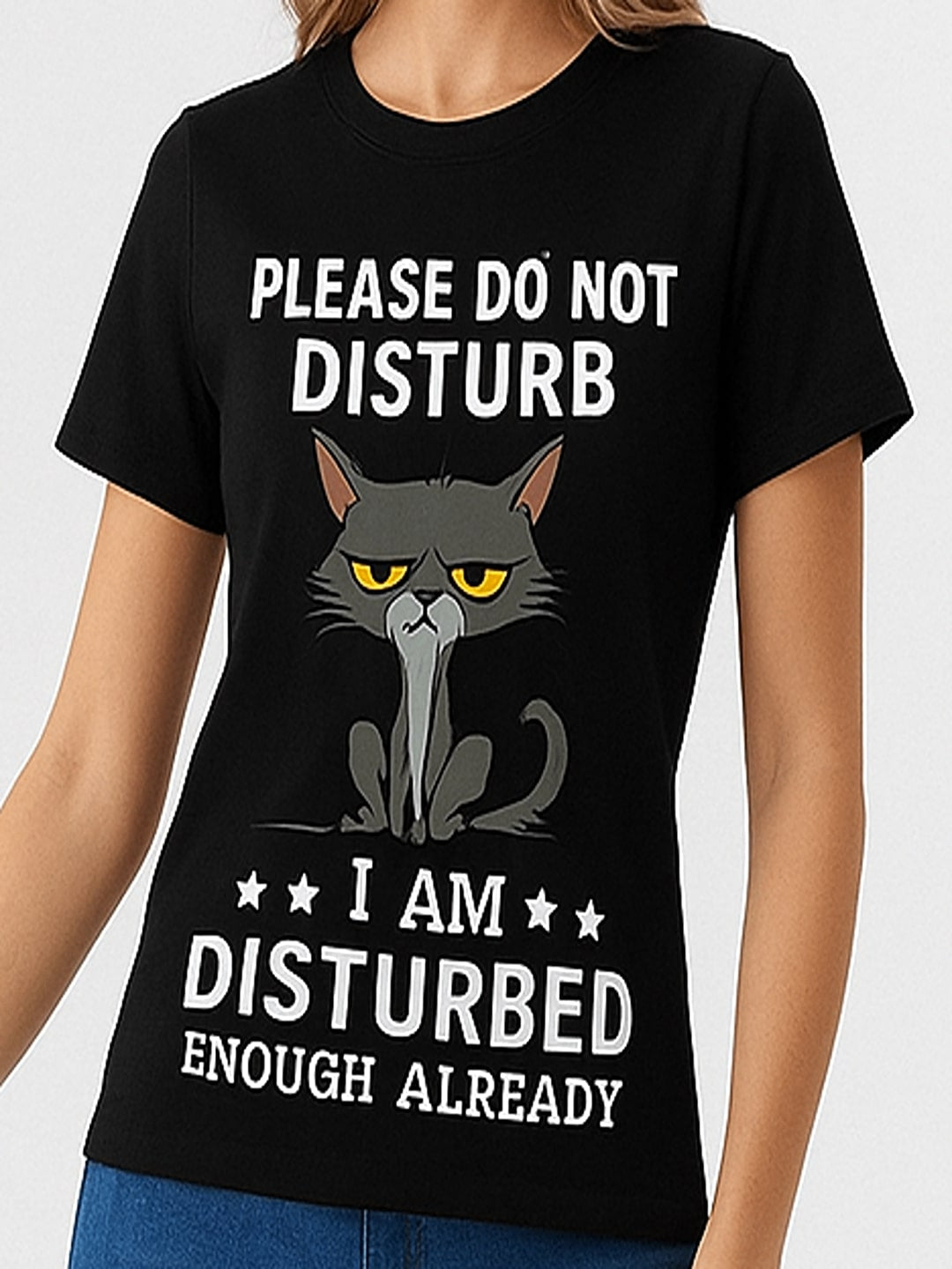 Women Typography Printed Round Neck Cotton T-shirt