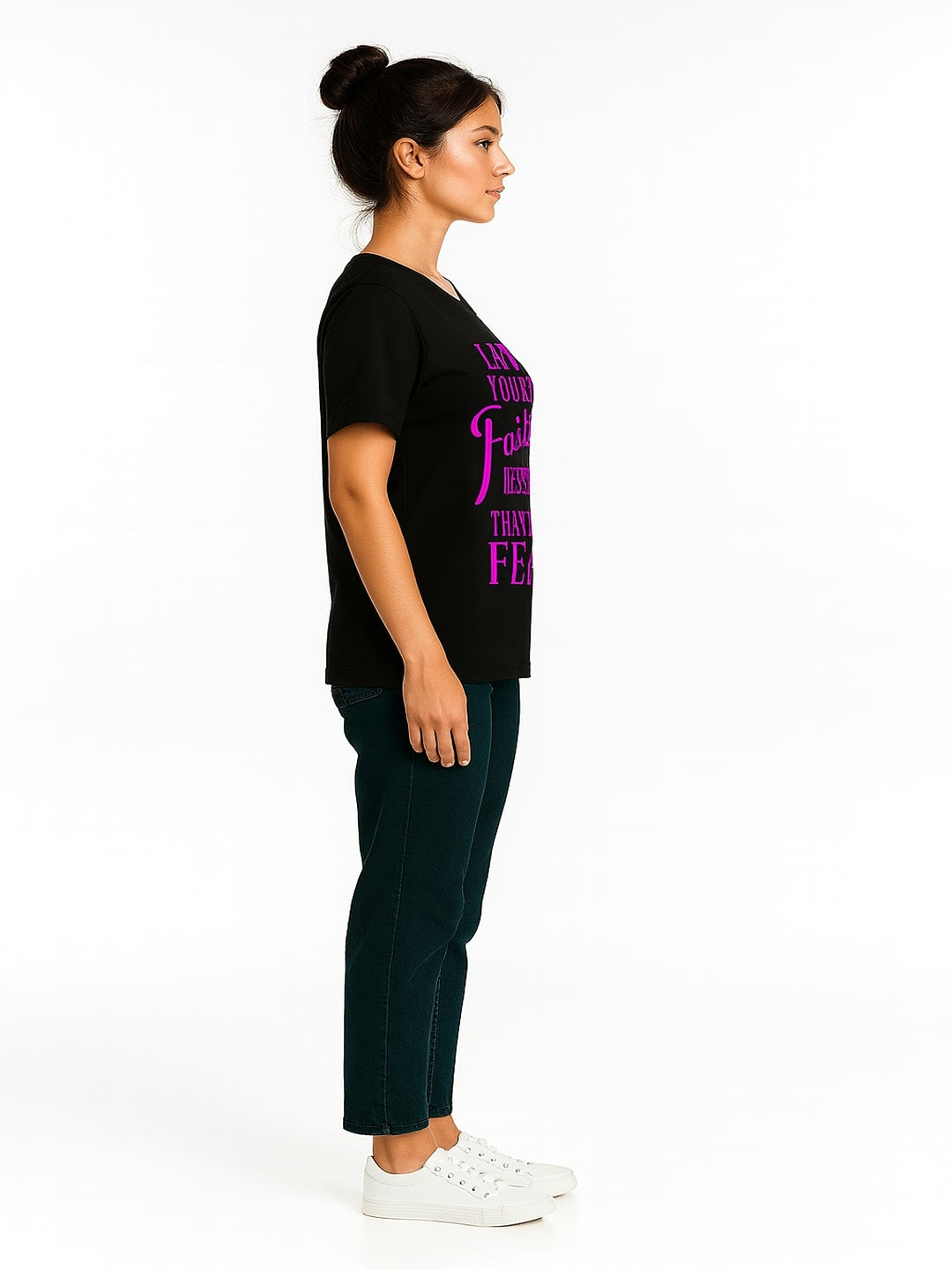 Women Typography Printed Round Neck Cotton T-shirt