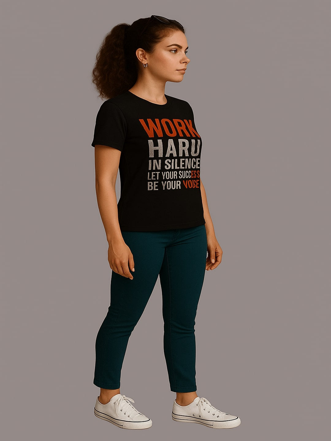 Women Typography Printed Round Neck Cotton T-shirt
