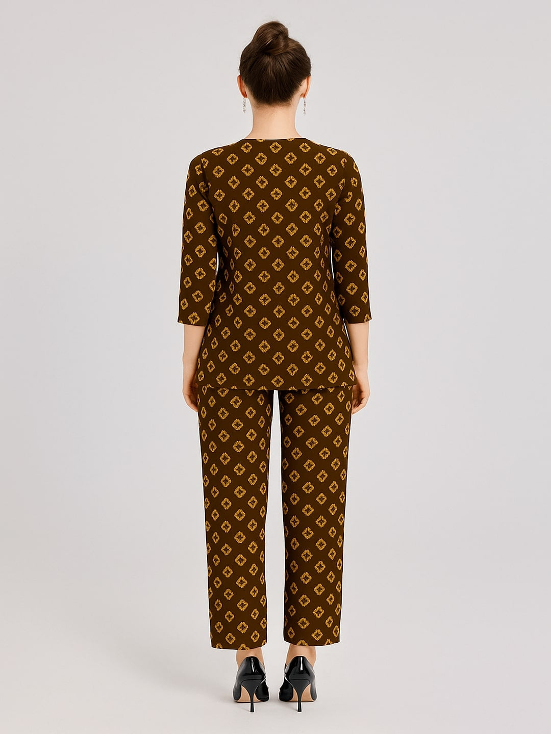 Floral Printed V-Neck Pure Cotton Tunic With Trousers