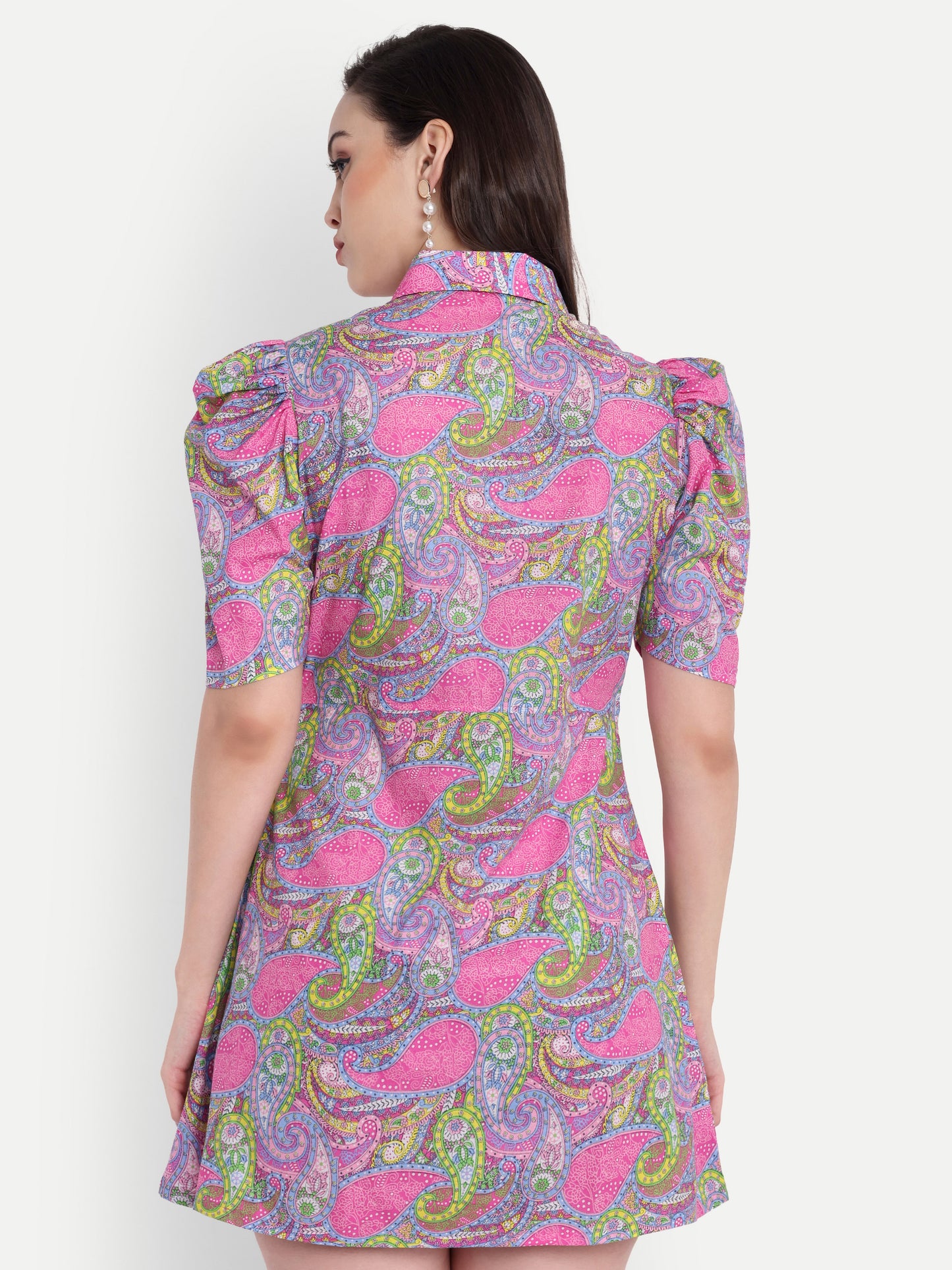 GAB Floral Print Shirt Mini Dress