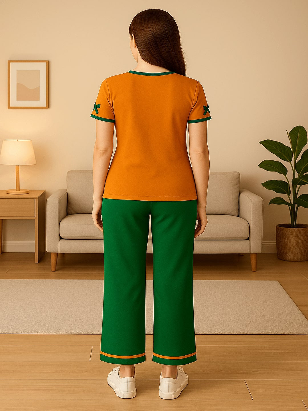 Women V-Neck Pure Cotton Night suit