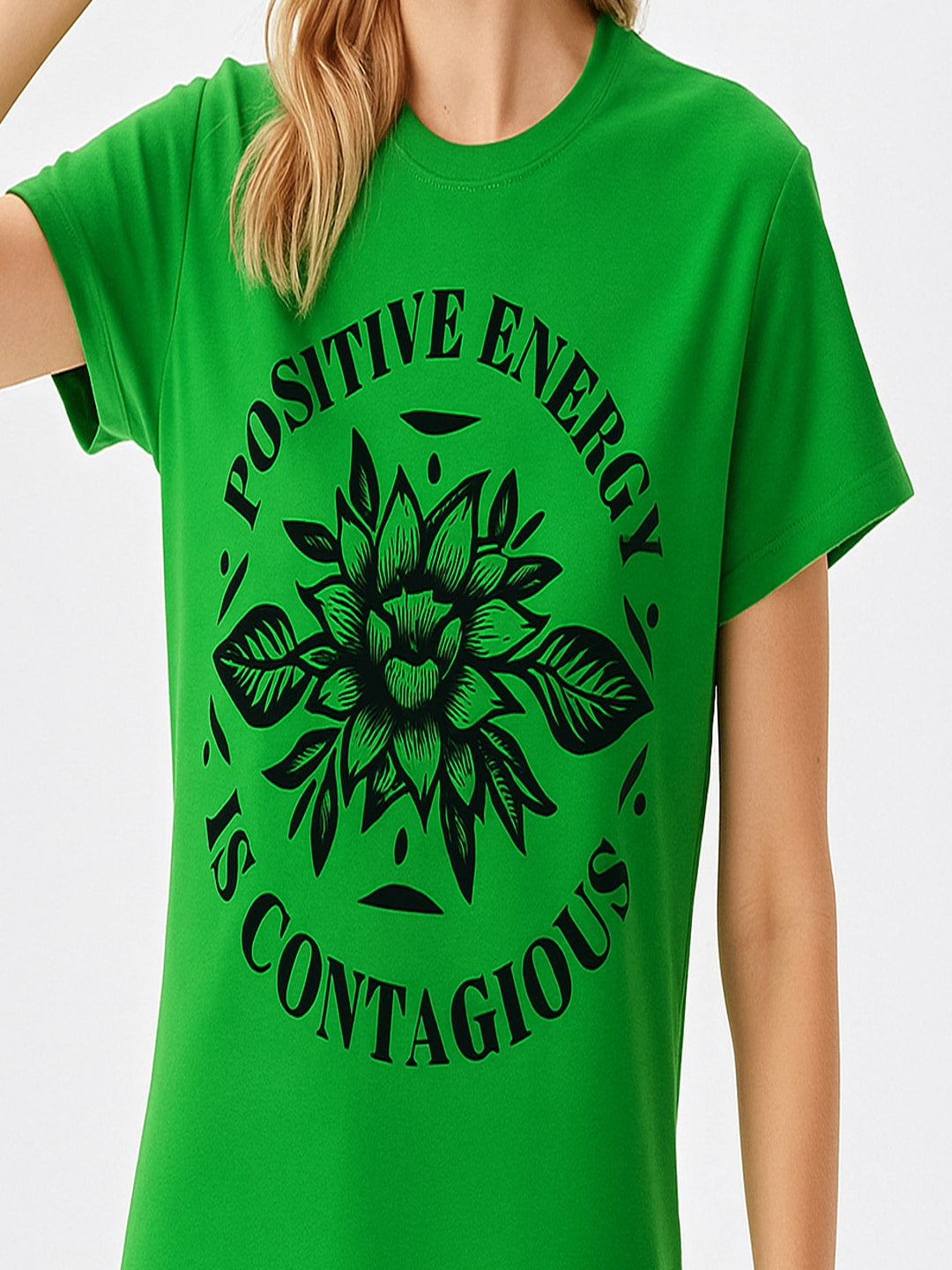 Women Typography Printed Round Neck Cotton T-shirt