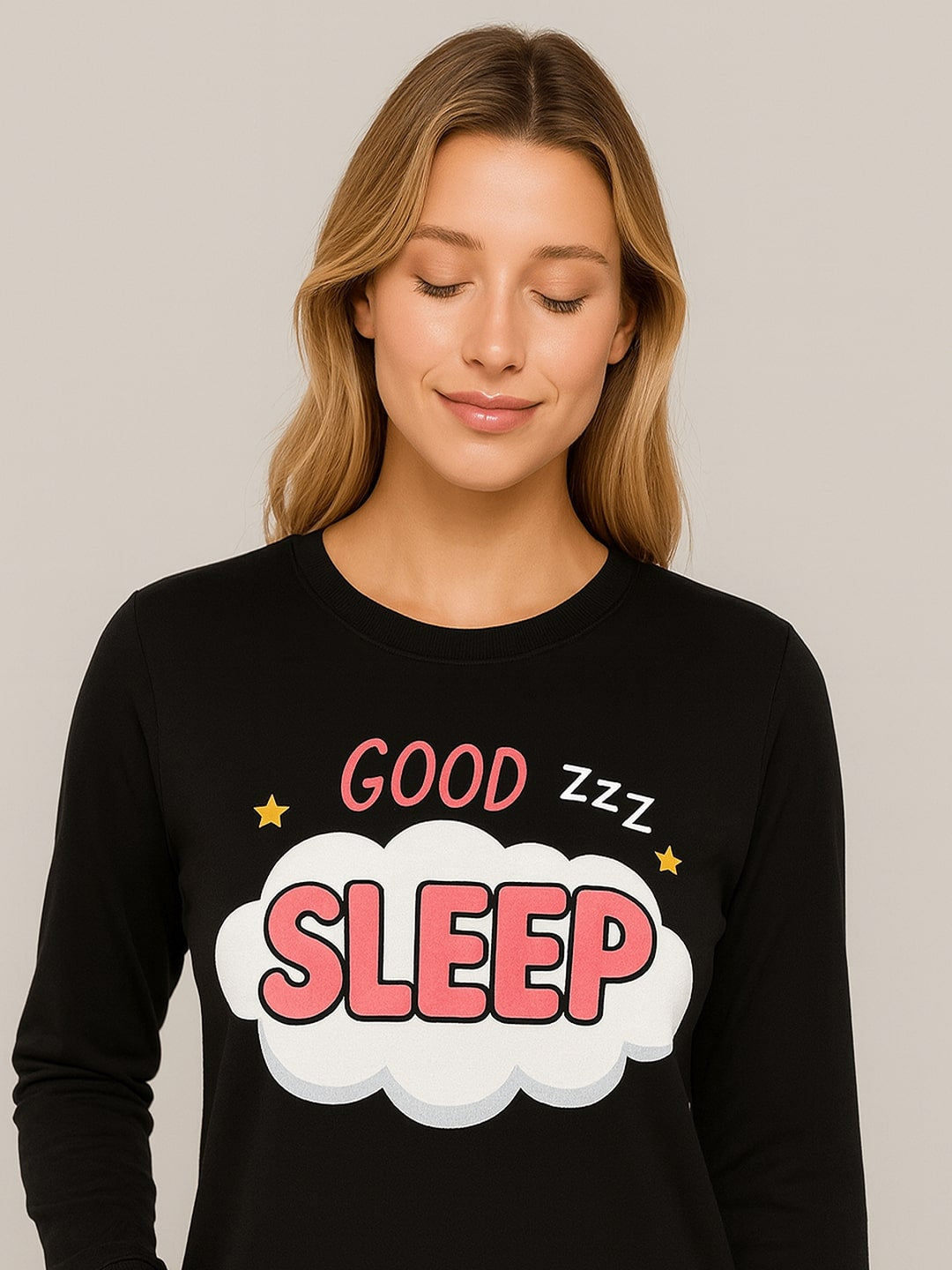 Printed Pure Cotton Round Neck T-Shirt Slip On Pyjama Night Suit