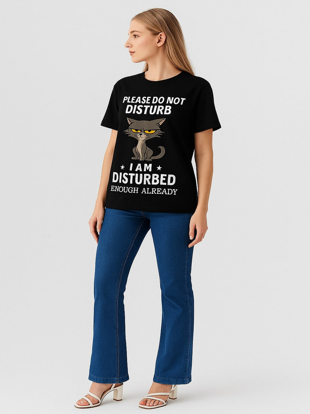 Women Typography Printed Round Neck Cotton T-shirt