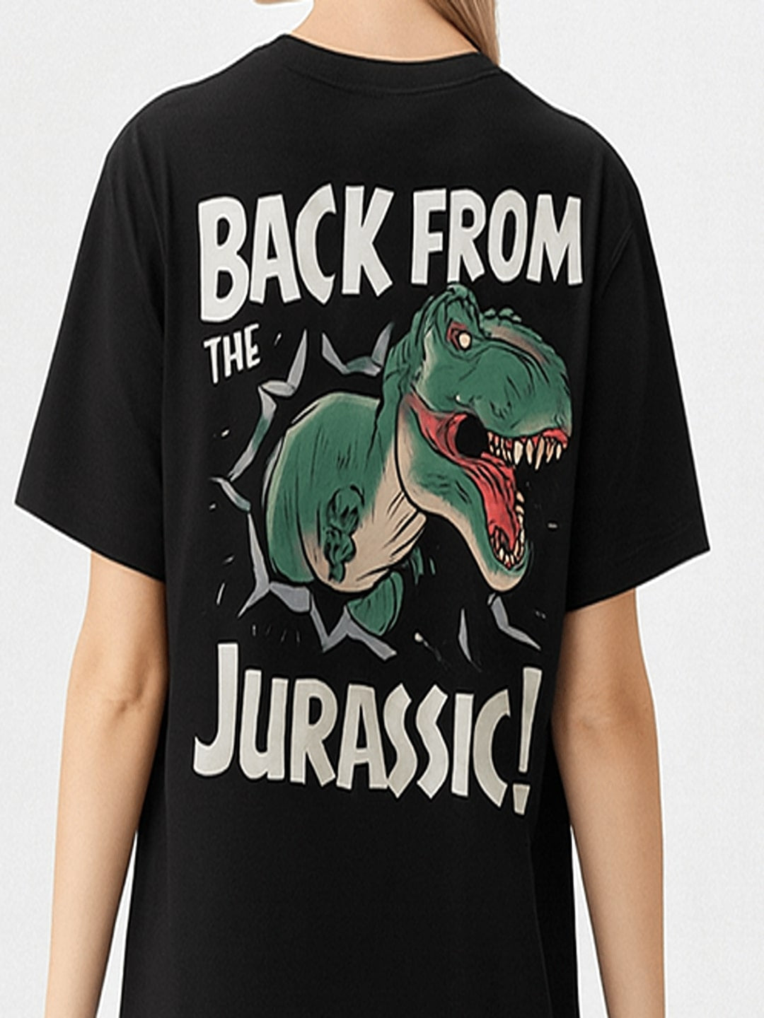 Women Jurassic park Graphic Printed Round Neck Cotton T-shirt