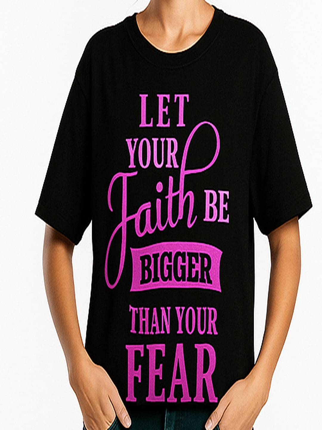 Women Typography Printed Round Neck Cotton T-shirt