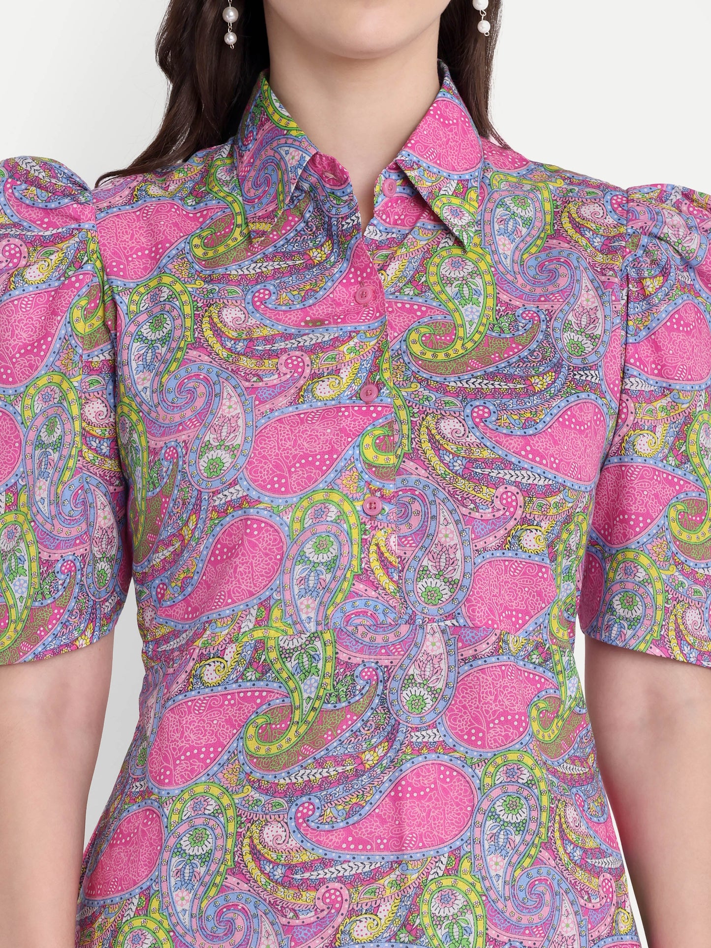 GAB Floral Print Shirt Mini Dress