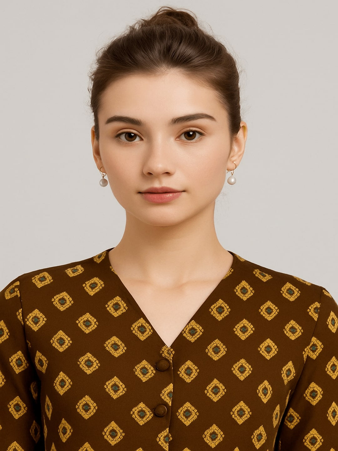 Floral Printed V-Neck Pure Cotton Tunic With Trousers