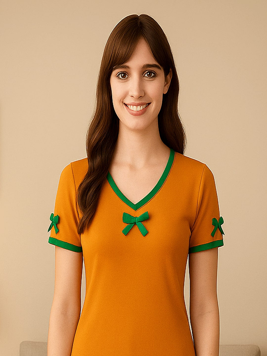 Women V-Neck Pure Cotton Night suit