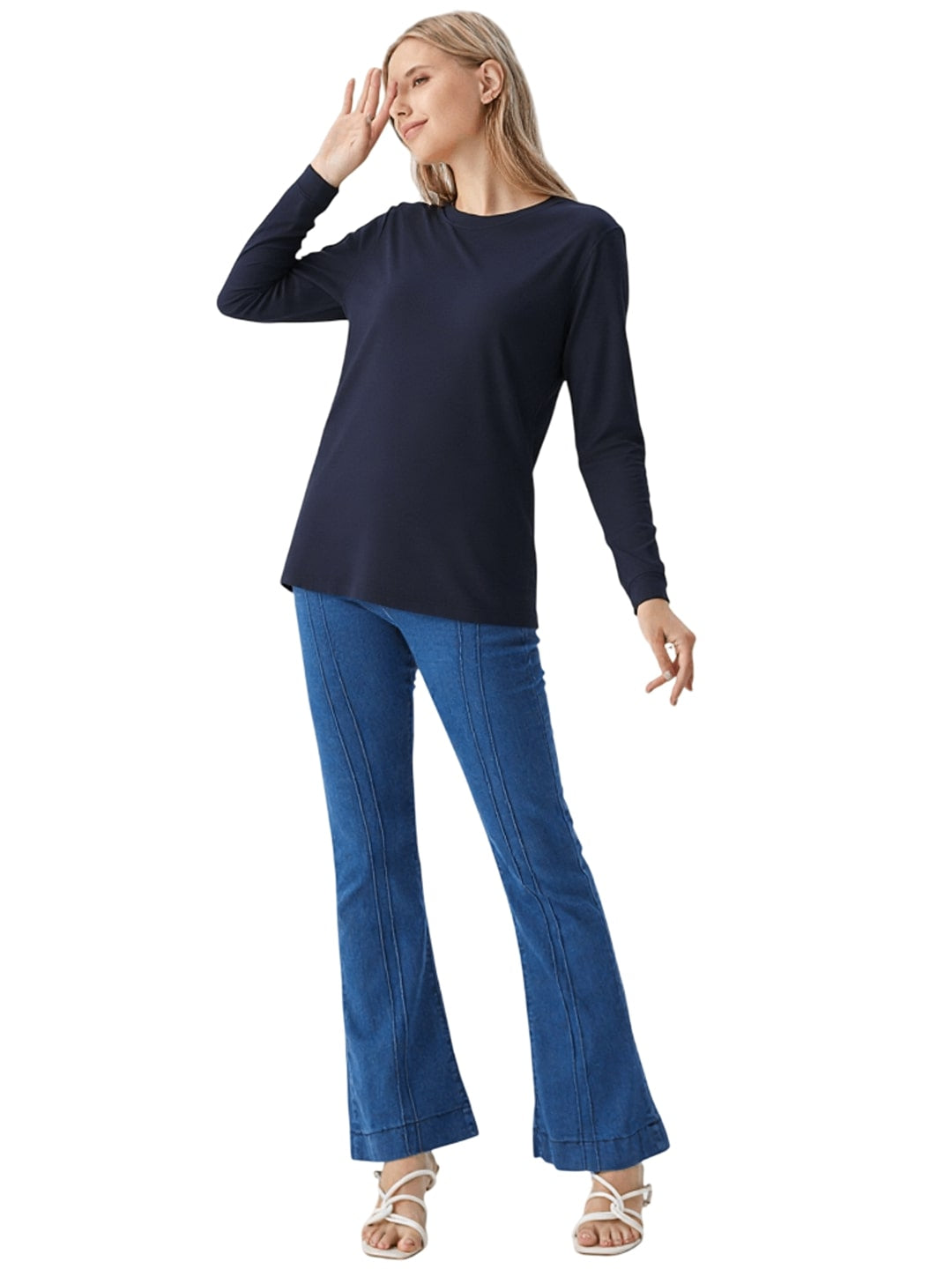 Full Sleeves T Shirt Navy Blue