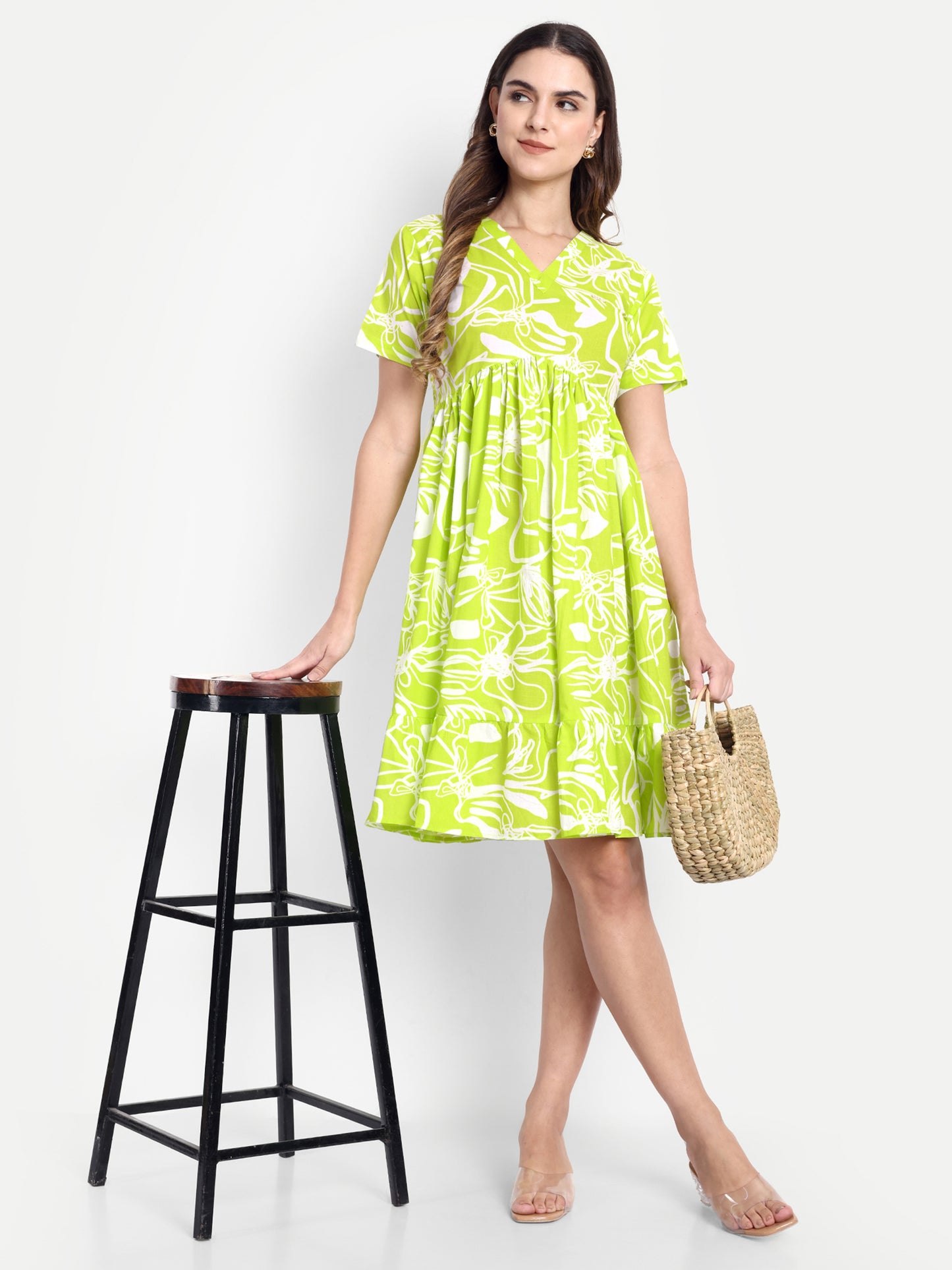 GAB Printed Gathered Dress