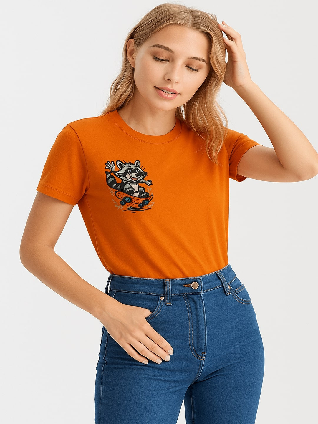 Women Typography Printed Round Neck Cotton T-shirt