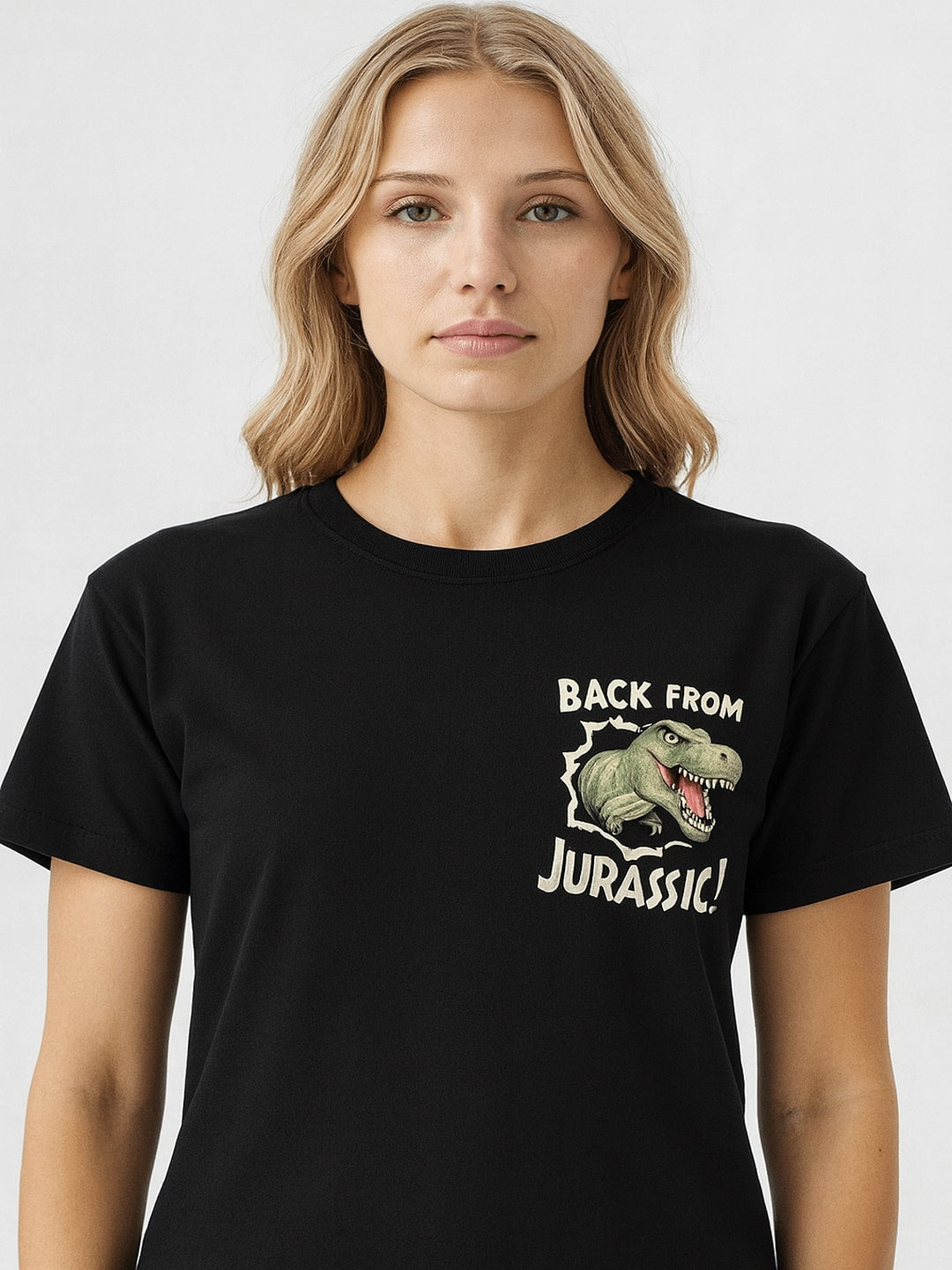 Women Jurassic park Graphic Printed Round Neck Cotton T-shirt