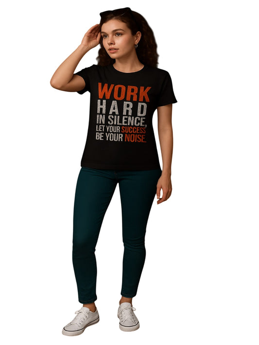 Women Typography Printed Round Neck Cotton T-shirt