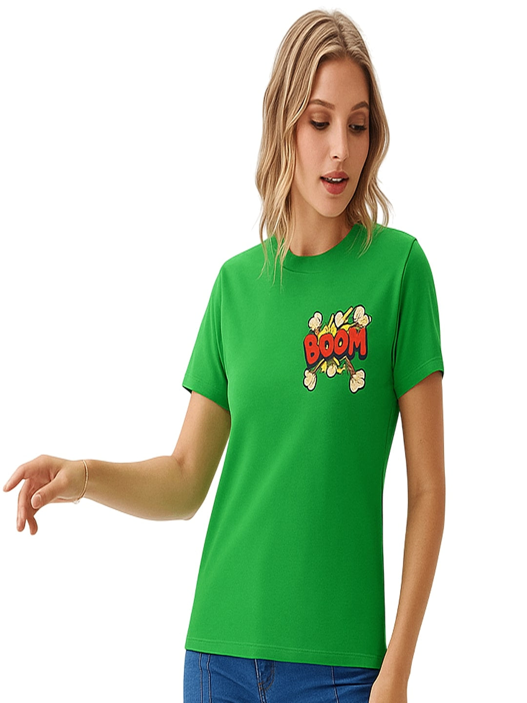 Women Typography Printed Round Neck Cotton T-shirt