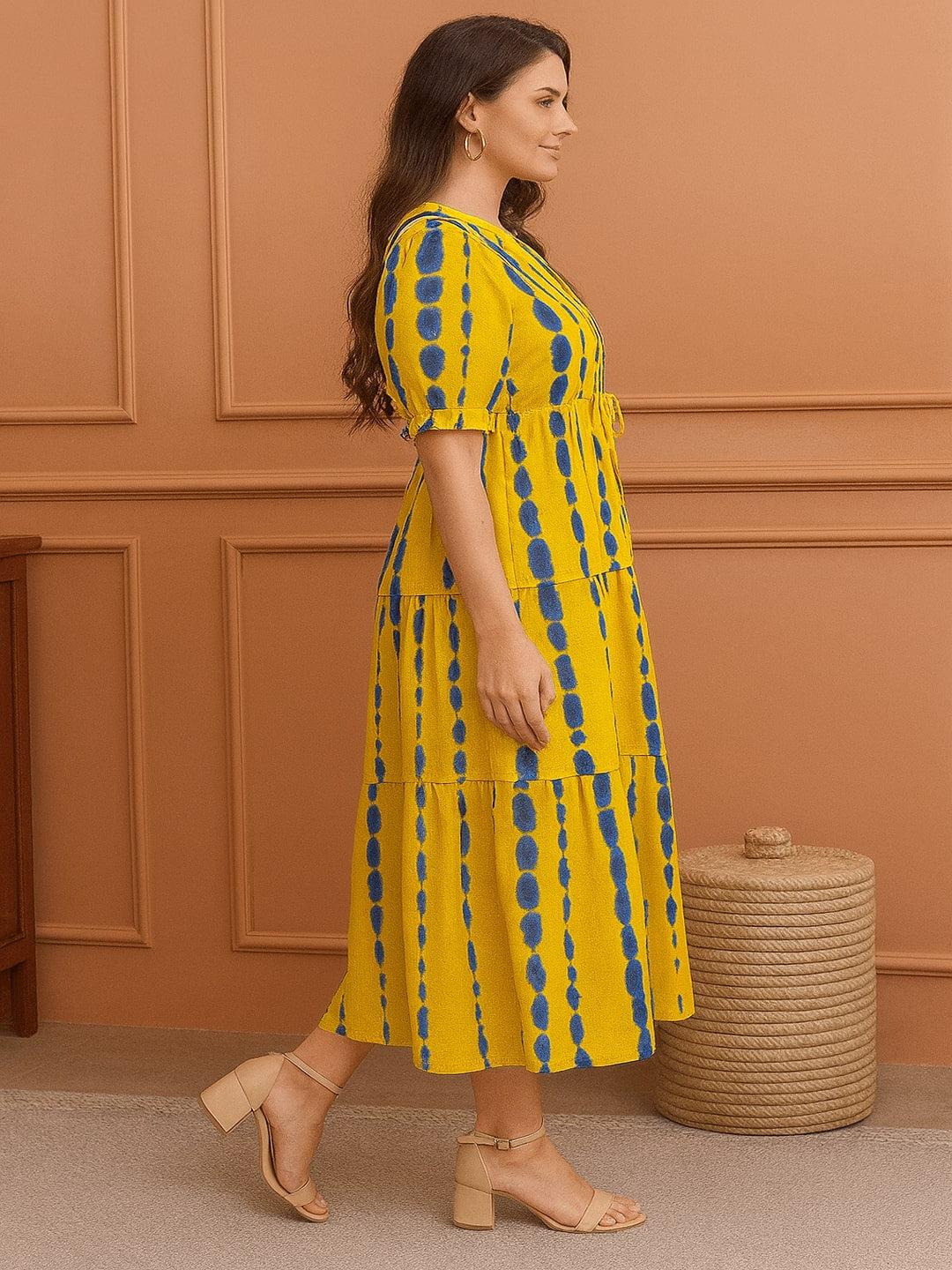 Women Tie & Dye Dyed Cotton Fit & Flare Midi Dress