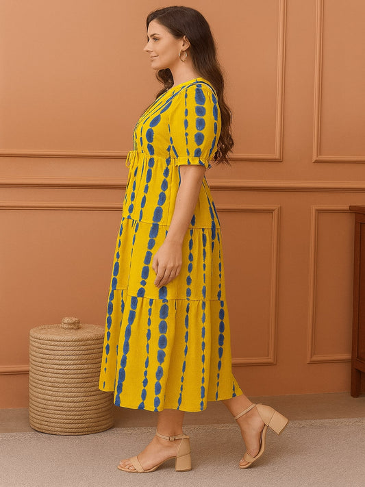 Women Tie & Dye Dyed Cotton Fit & Flare Midi Dress