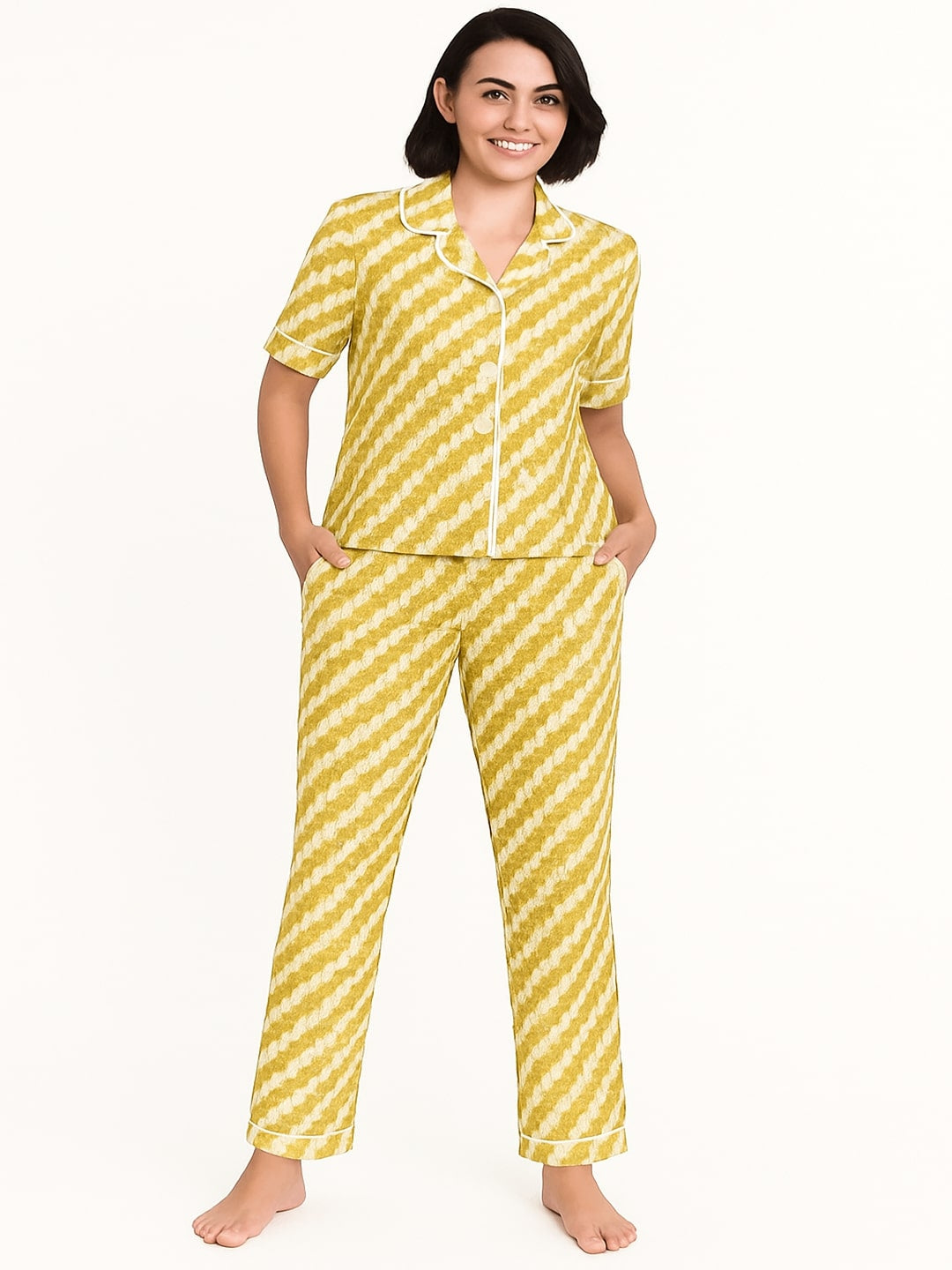 Abstract Printed Pure Cotton Night Suit Set for Adult-Women