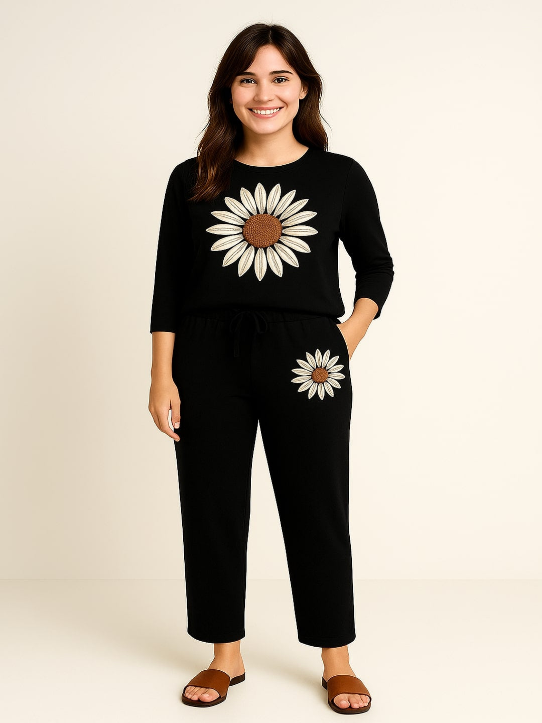 Floral Printed Top With Trouser Co-Ords