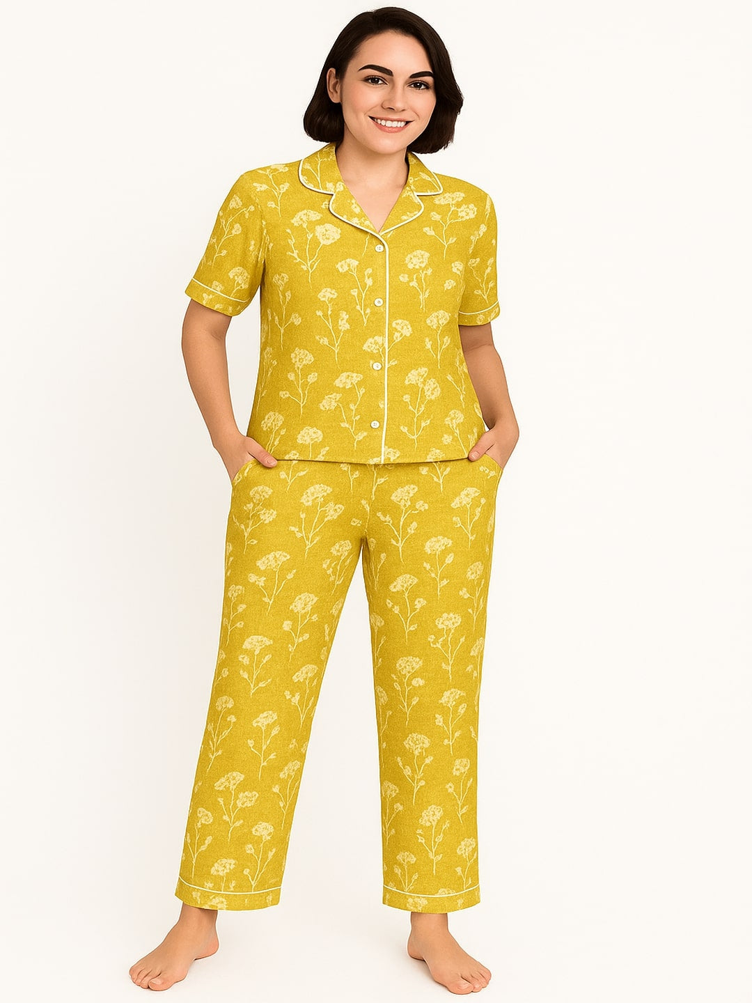 Abstract Printed Pure Cotton Night Suit Set for Adult-Women