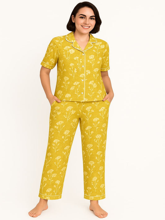 Abstract Printed Pure Cotton Night Suit Set for Adult-Women