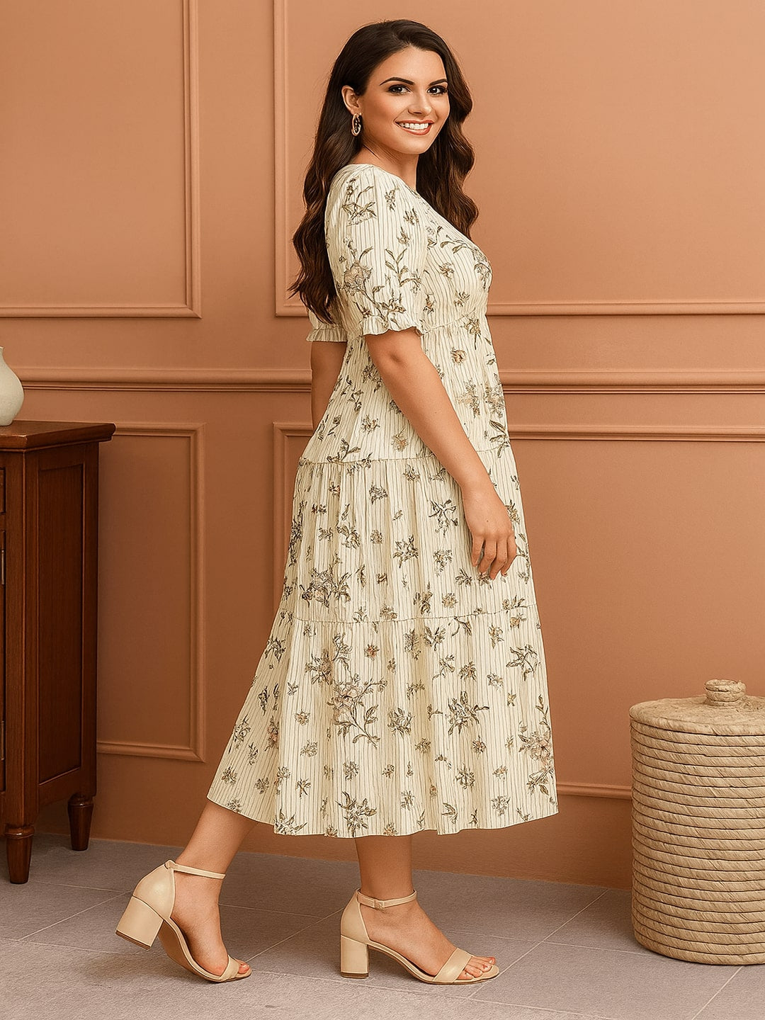 GAB Classic  Cotton Fit & Flare Midi Dress