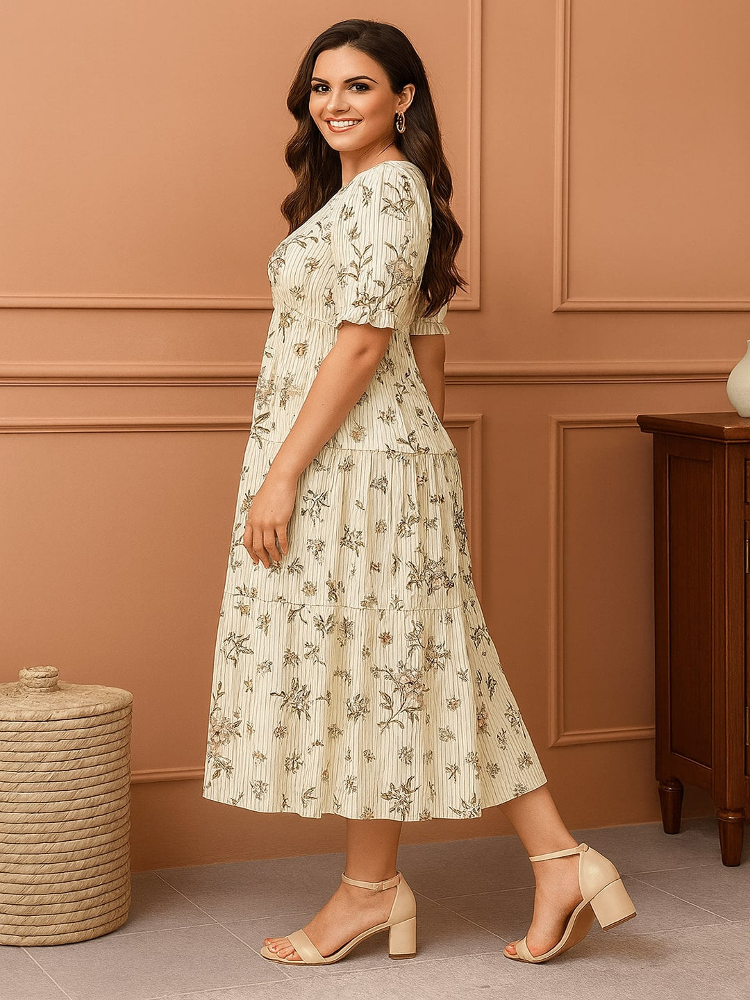 GAB Classic  Cotton Fit & Flare Midi Dress