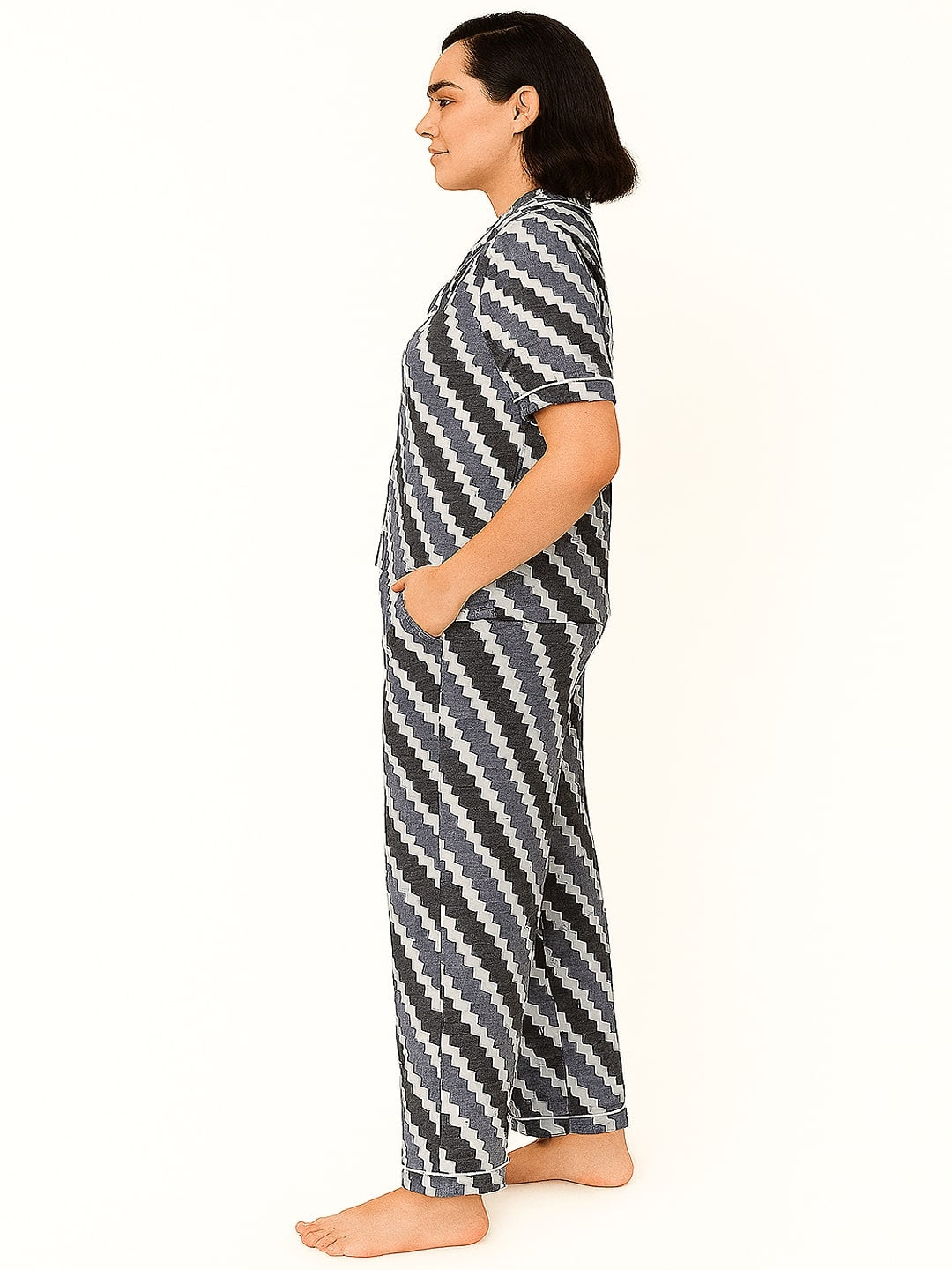 Abstract Printed Pure Cotton Night Suit Set for Adult-Women