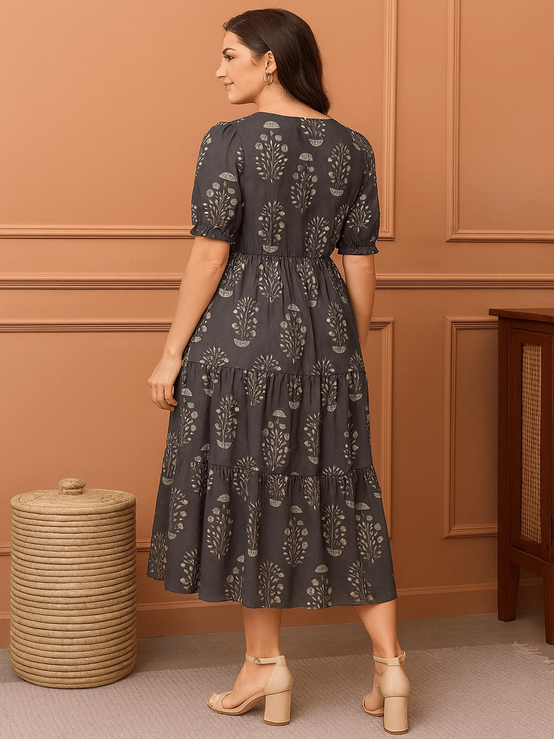 Women Pure Cotton Fit & Flare Midi Dress
