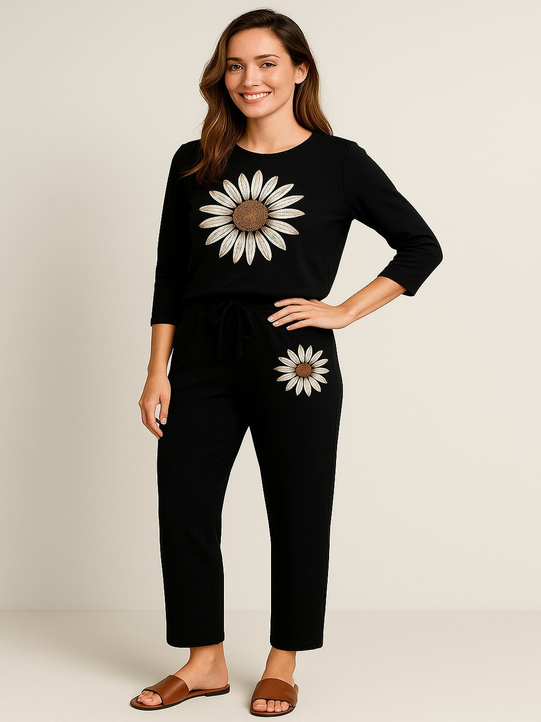 Floral Printed Top With Trouser Co-Ords