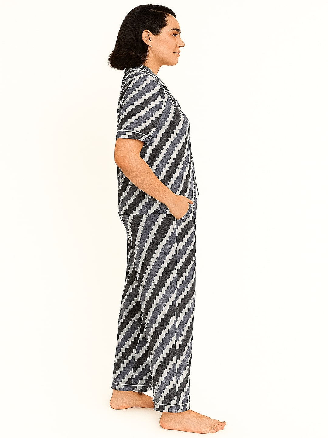 Abstract Printed Pure Cotton Night Suit Set for Adult-Women