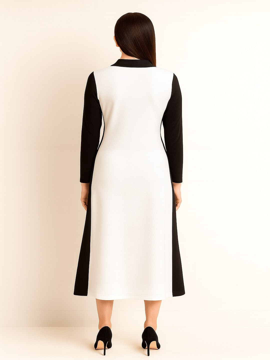 Women Colourblocked Formal A-Line Midi Dress