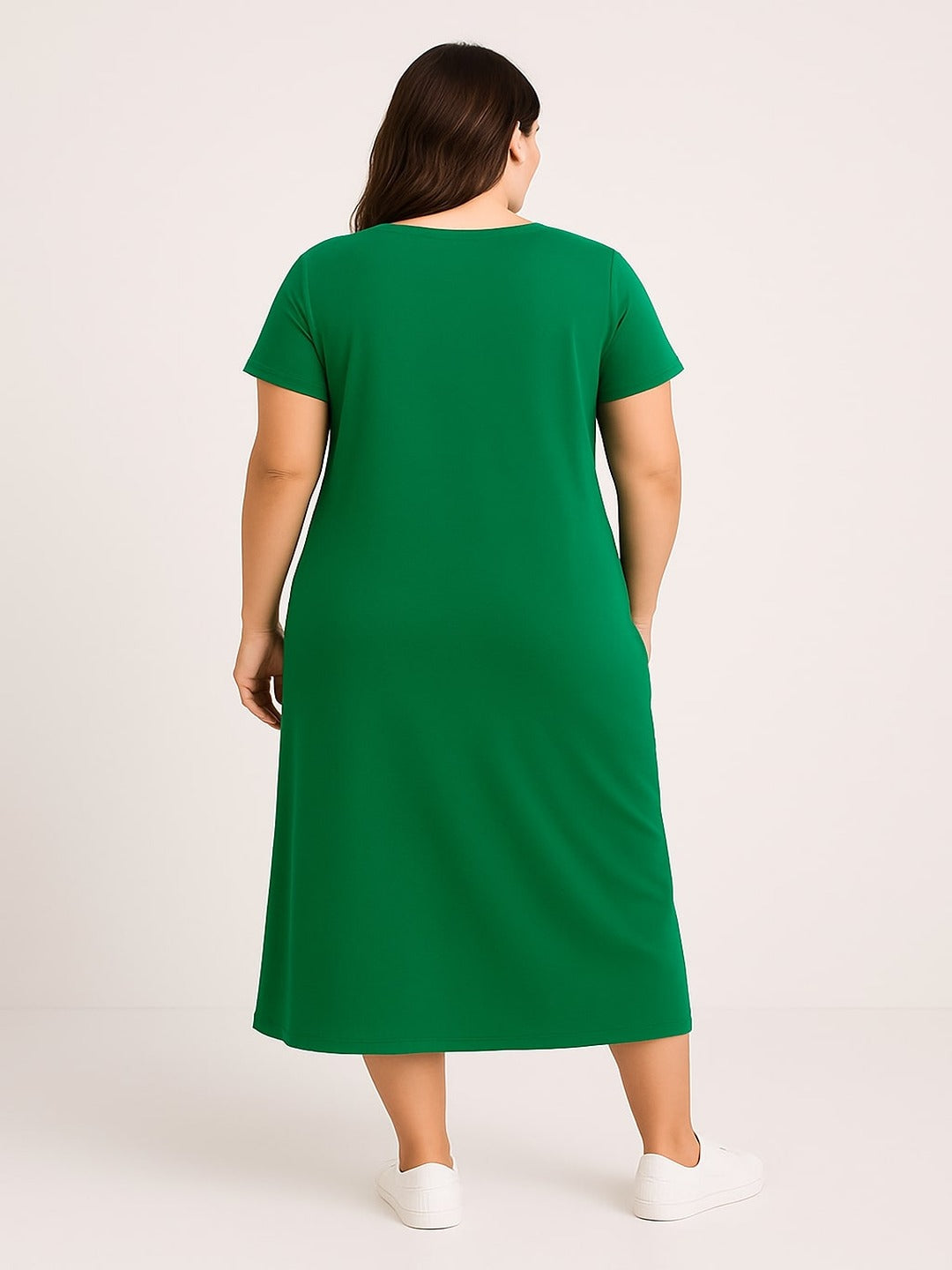 Women's Solid V Neck T shirt Style Dress