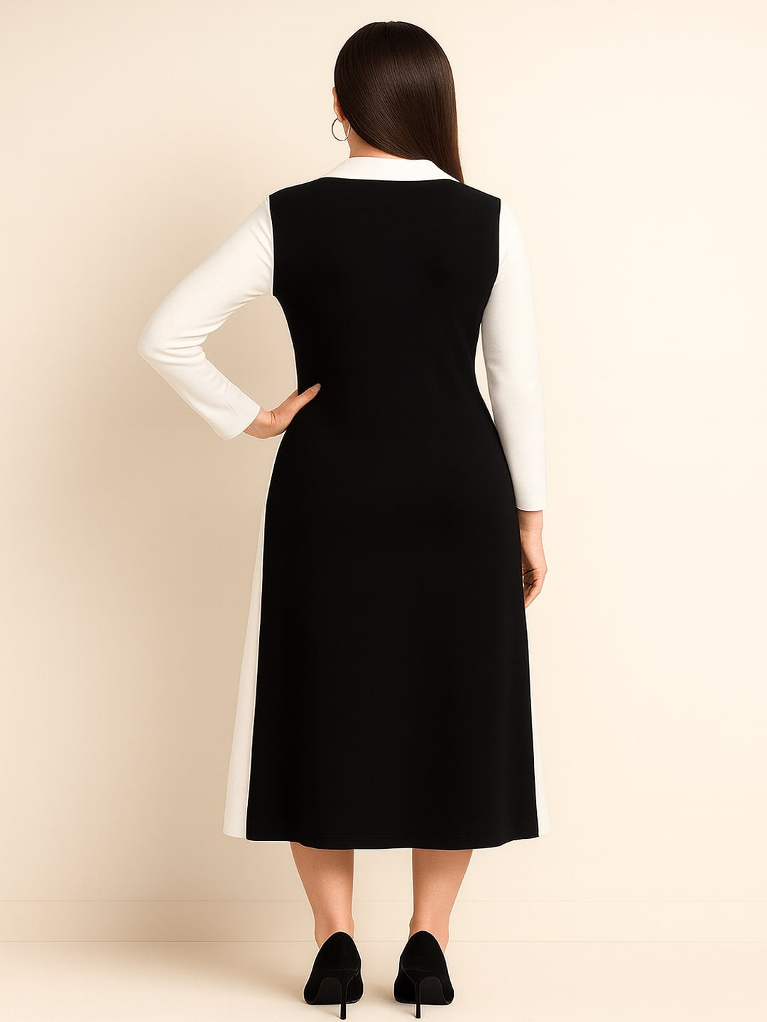 Women Colourblocked Formal A-Line Midi Dress