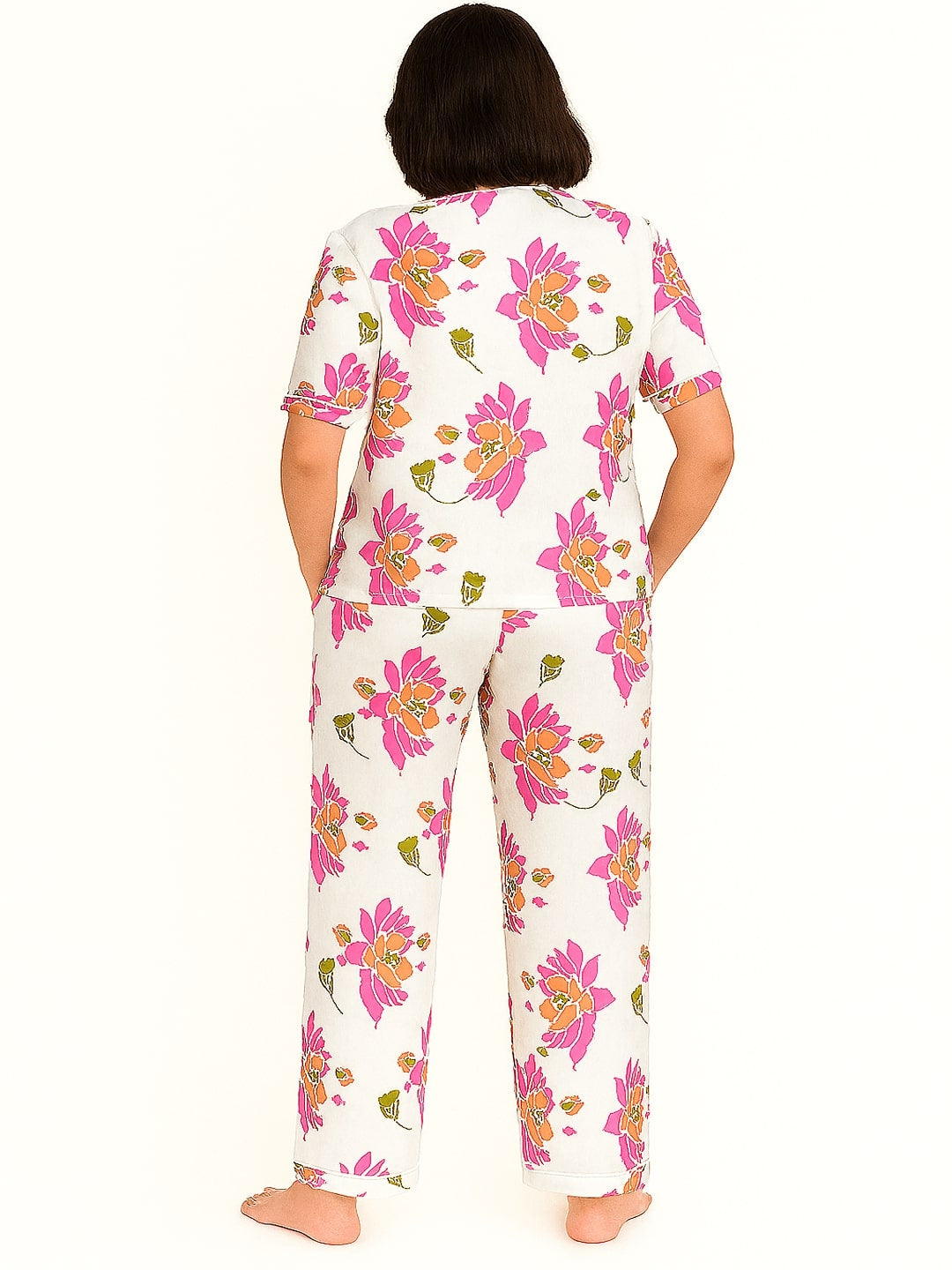 Floral Printed Pure Cotton Night Suit Set for Adult-Women