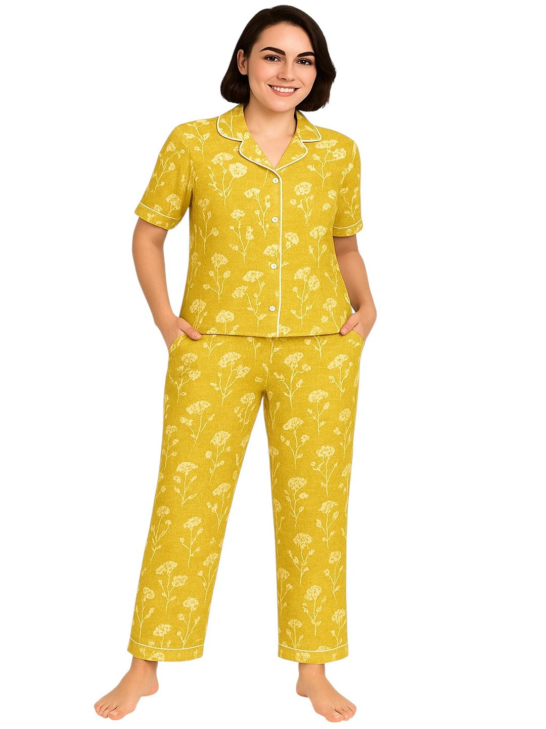 Abstract Printed Pure Cotton Night Suit Set for Adult-Women