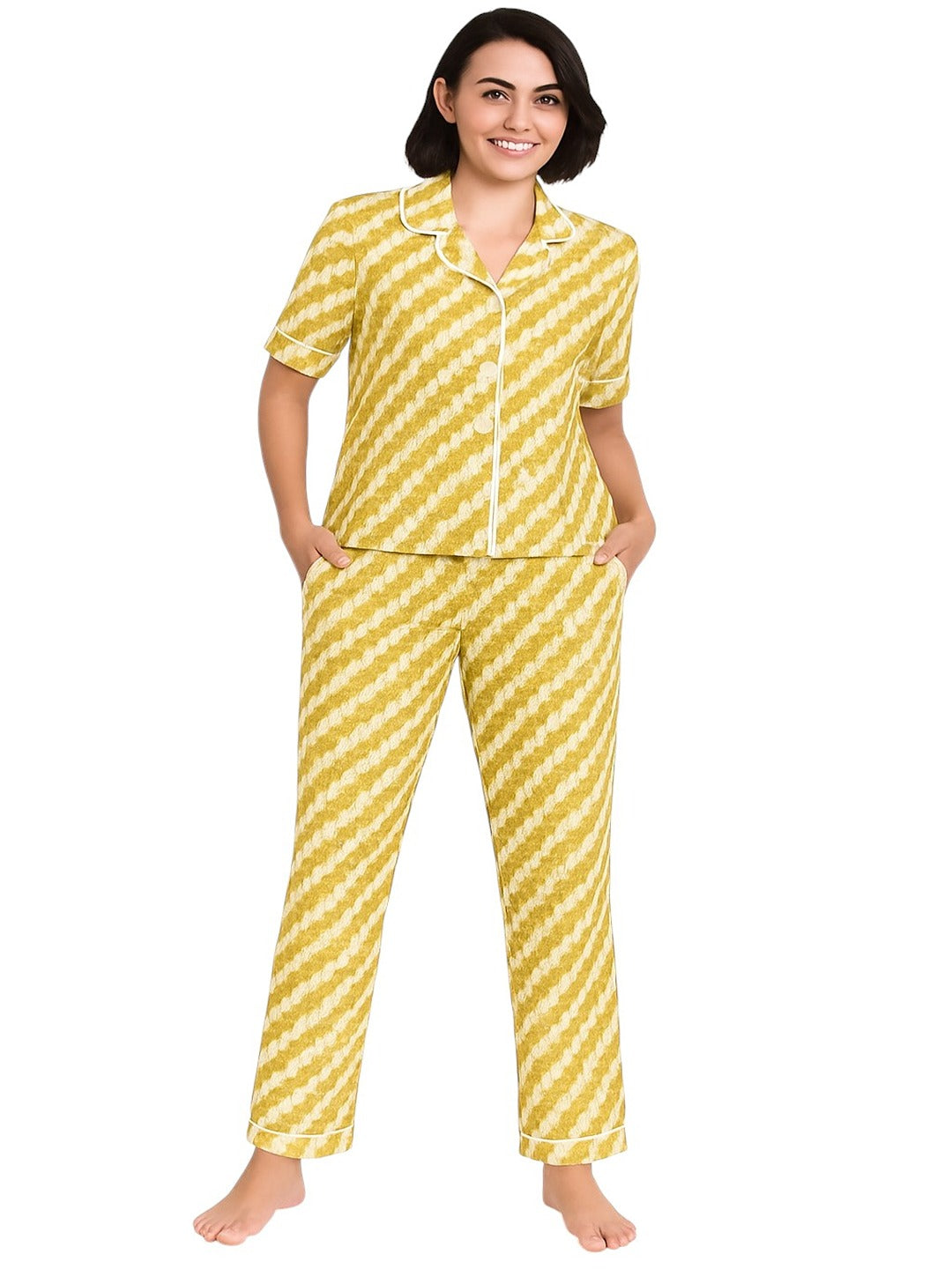 Abstract Printed Pure Cotton Night Suit Set for Adult-Women