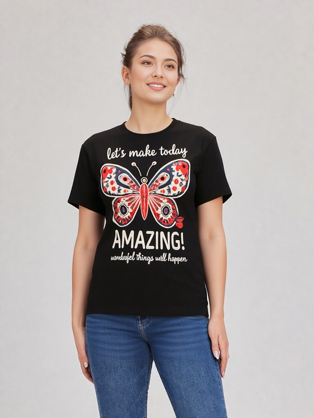 Graphic Printed Round Neck Pure Cotton T-shirt