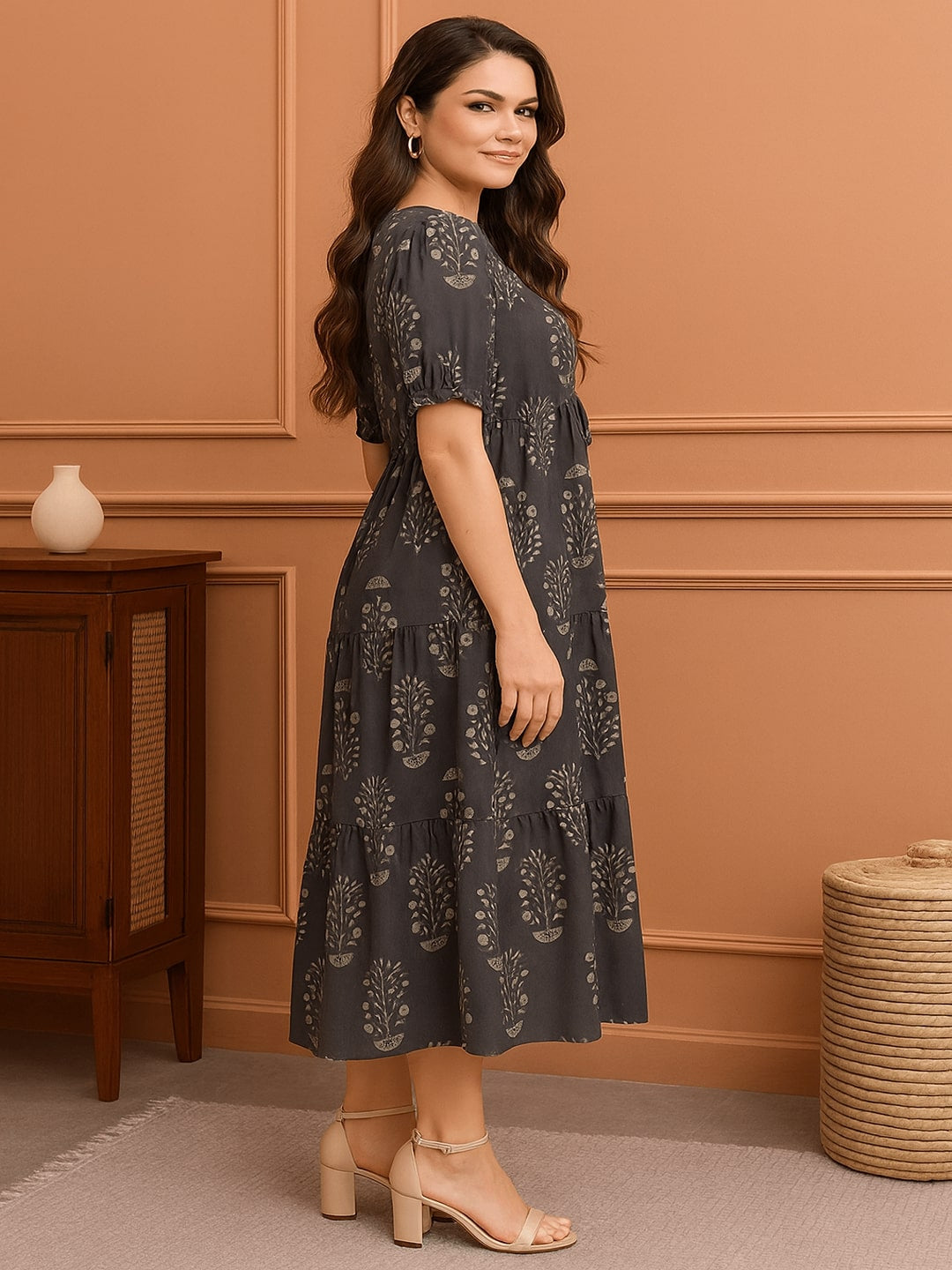 Women Pure Cotton Fit & Flare Midi Dress