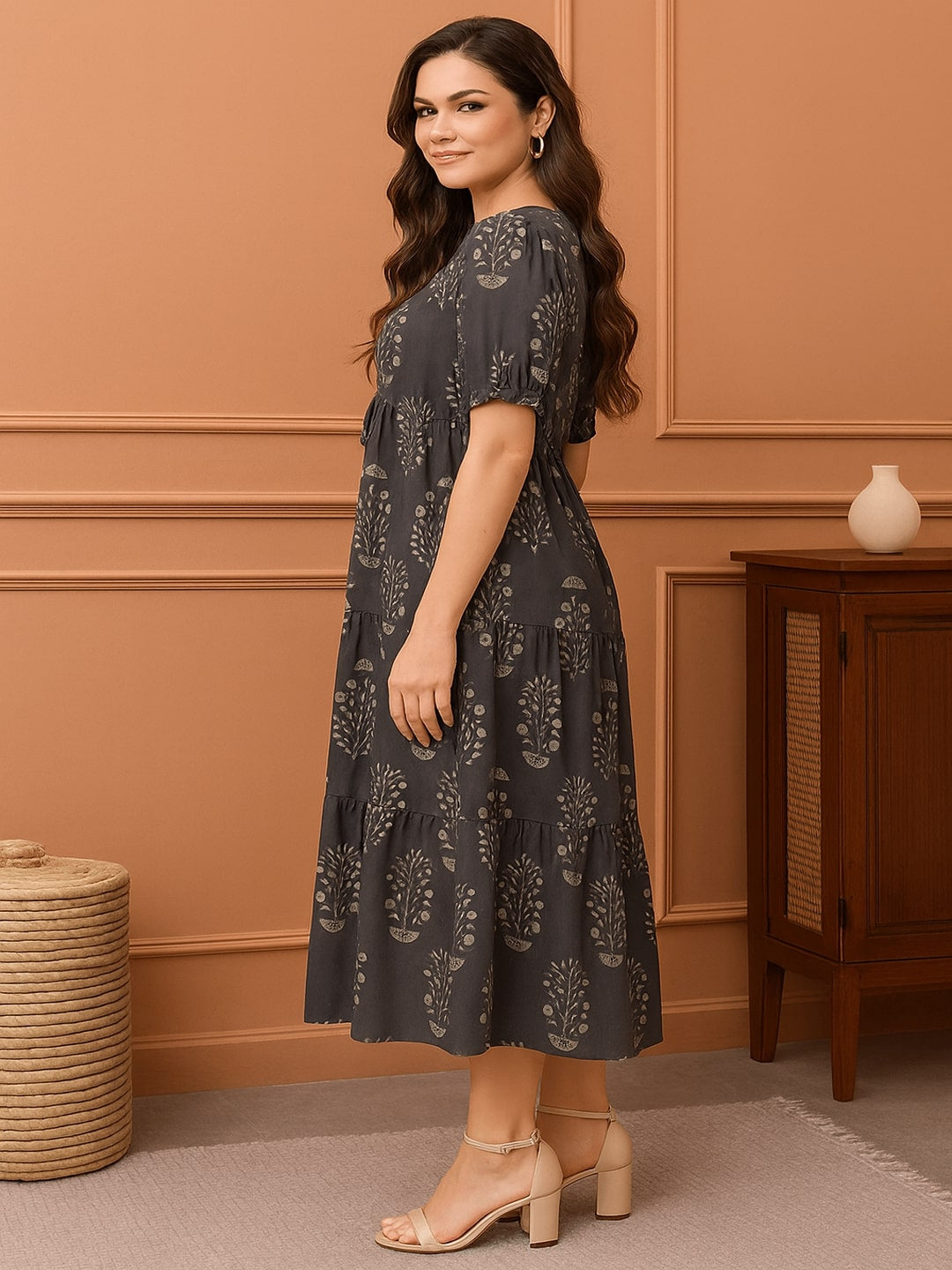 Women Pure Cotton Fit & Flare Midi Dress