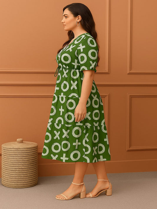 Women Pure Cotton Fit & Flare Tiered Midi Dress