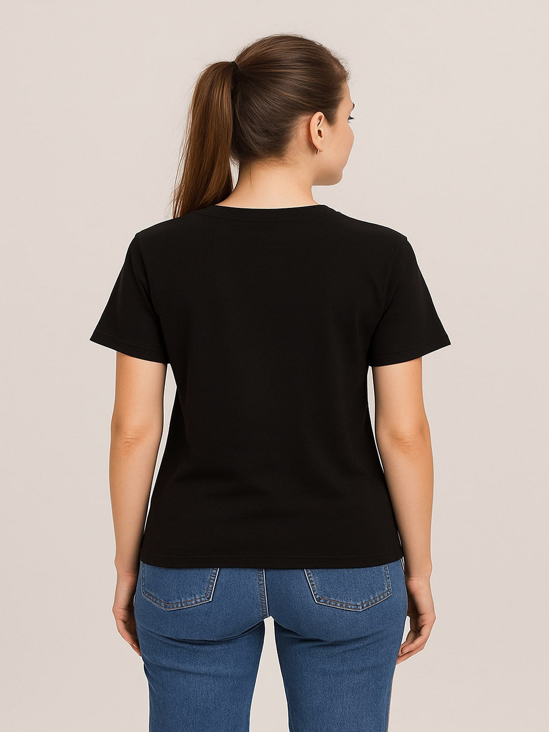 Women Typography Printed Round Neck Cotton T-shirt