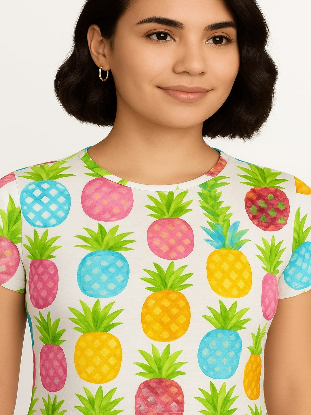 Printed Round-Neck Top With Shorts Co-Ords