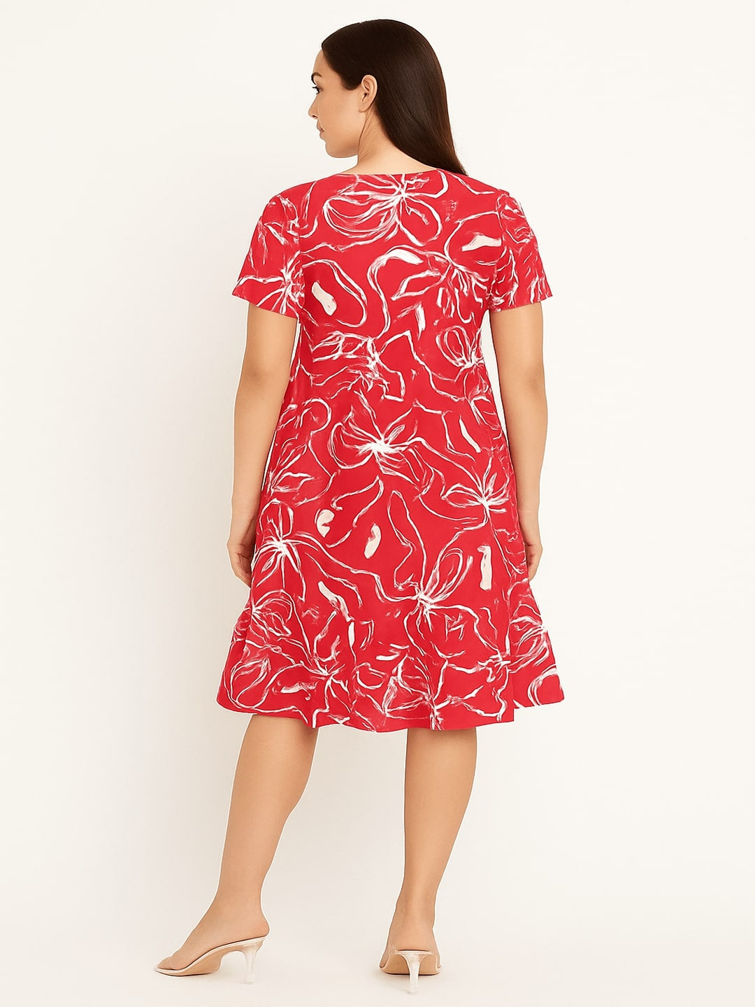 GAB Printed Gathered Dress Red